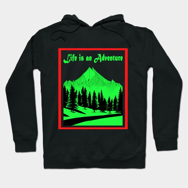 Life is an Adventure Neon Color Hoodie by CartWord Design